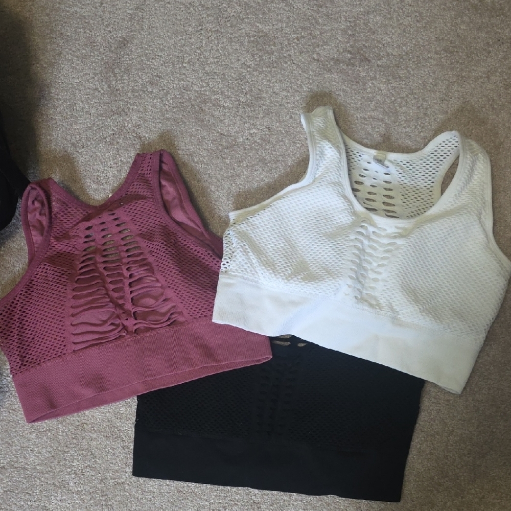 Women's Mesh Racerback Tops - White, Black, and Purple